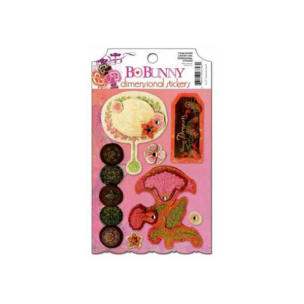 Bo Bunny - Garden Girl Collection - 3 Dimensional Stickers with Glitter and Jewel Accents