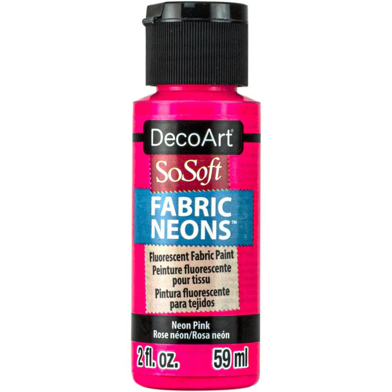 Deco Art SoSoft Fabric Neons Acrylic Paint 2oz - Neon Pink