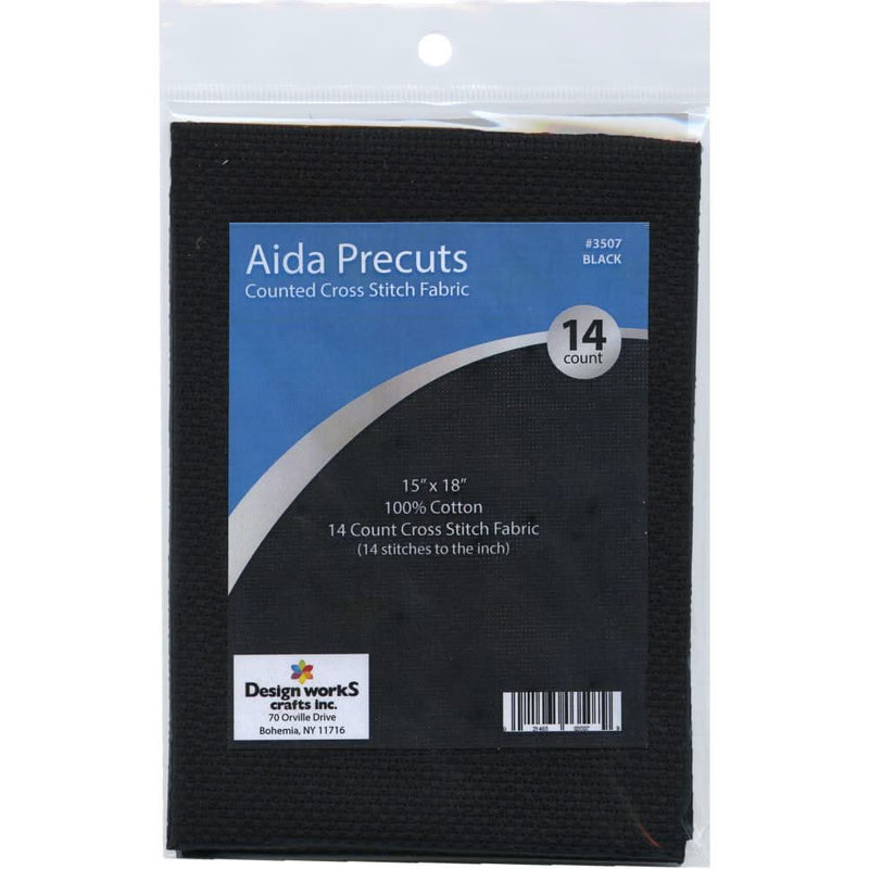 Design Works Gold Quality Aida 14 Count 15 inchX18 inch - Black