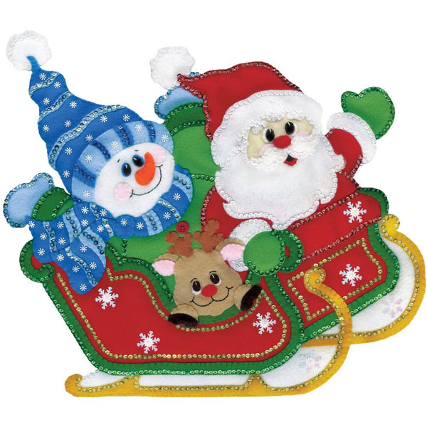 Design Works Felt Wall Hanging Applique Kit 16 inchX18 inch - Sleigh Ride