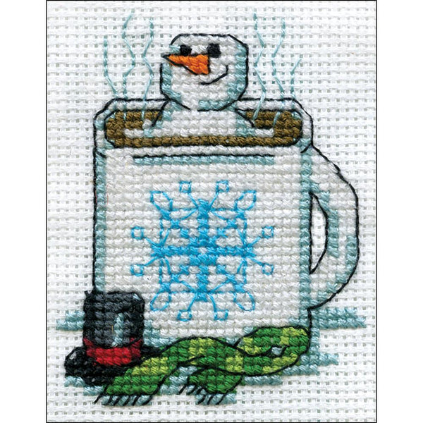 Design Works Counted Cross Stitch Kit 2inch X3inch Cocoa Snowman (14 Count)