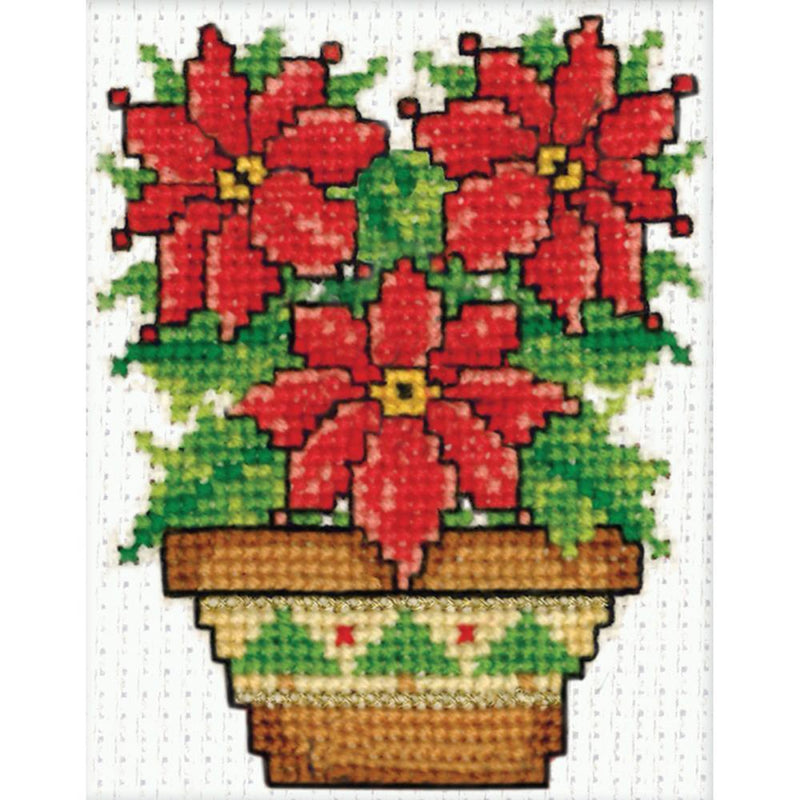 Design Works Ornament Counted Cross Stitch Kit 2 inch X3 inch Poinsettias