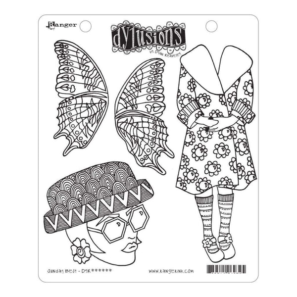 Dyan Reaveleys Dylusions Cling Stamp Collections 8.5 inch X7 inch - Sunday Best