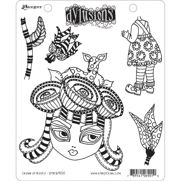 Dyan Reaveleys Dylusions - Cling Stamps 8.5 inchX7 inch - Crown Of Roses