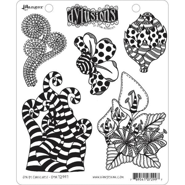 Dyan Reaveleys Dylusions Cling Stamp Collections 8.5in x 7in - Stripy Curlicues