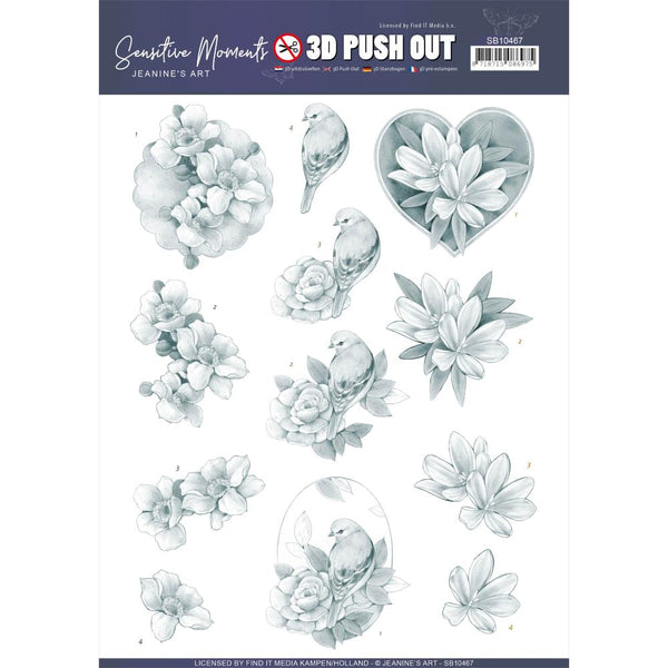 Find It Trading - Jeanine's Art Punchout Sheet - Grey Rose, Sensitive Moments