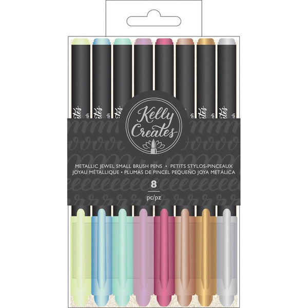 American Crafts Kelly Creates Small Brush Pens 8 pack  - Metallic Jewel