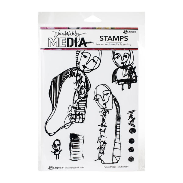 Dina Wakley Media Cling Stamps 6in  x 9in  - Funny Peeps