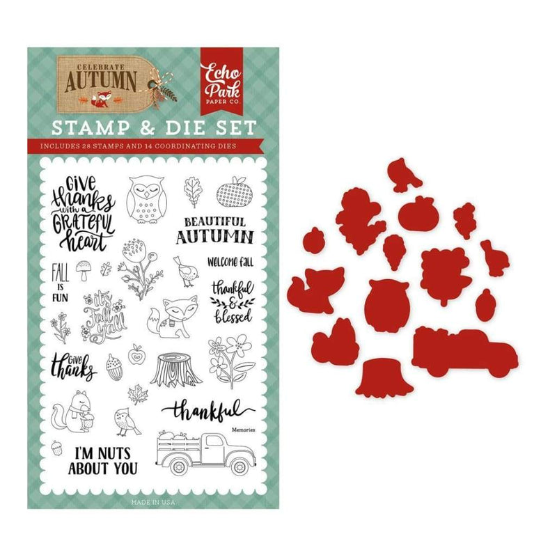 Echo Park - Celebrate Autumn Collection - Die & Stamp Combo Set - Nuts About You