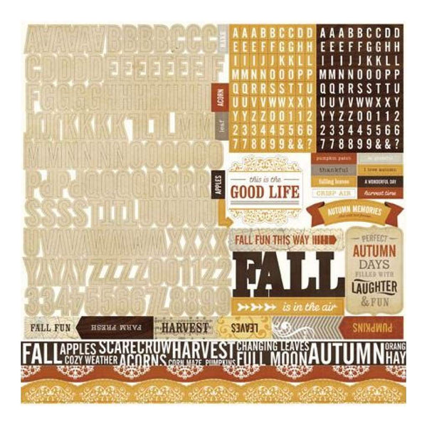 Echo Park - Reflections Fall - 12x12 inch Alpha Stickers (single sheet)