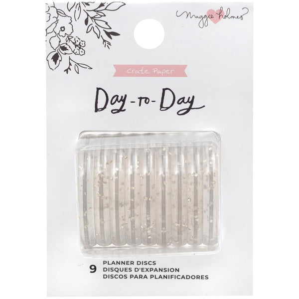 Crate Paper Maggie Holmes Day-To-Day Planner Discs 1.5" diameter 9 Pack - Gold Glitter