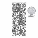 Elizabeth Craft Design - Jackie's Christmas Dolls In Circle Peel-Off Stickers Silver