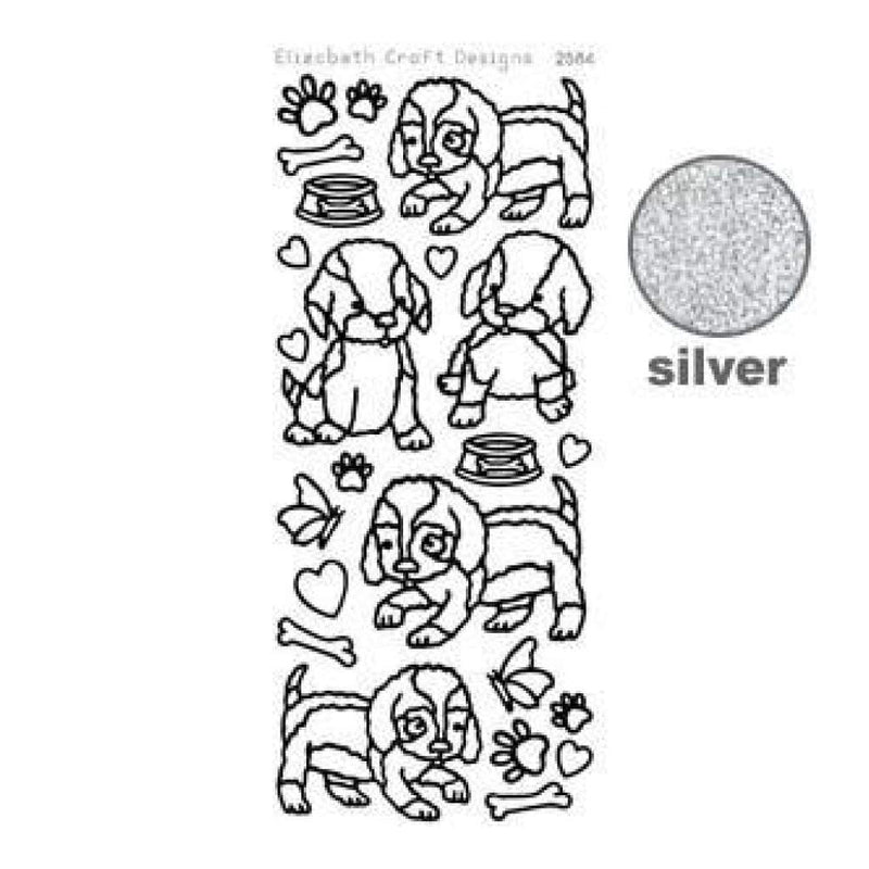 Elizabeth Craft Design - Puppies Peel-Off Stickers Silver