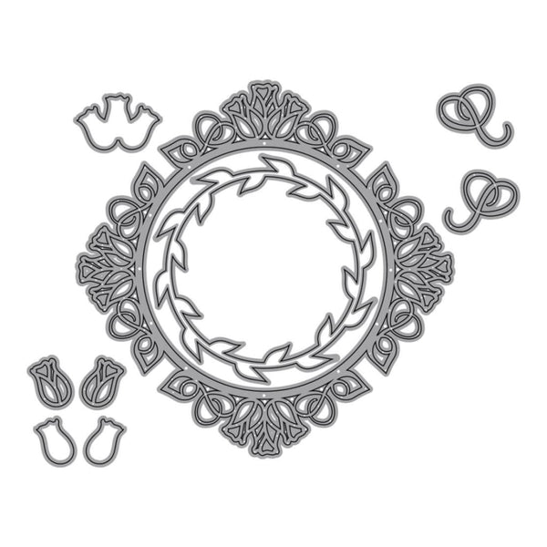 Elizabeth Craft Metal Die A Way With Words-Rose Wreath & Elements - Elizabeth Craft Designs
