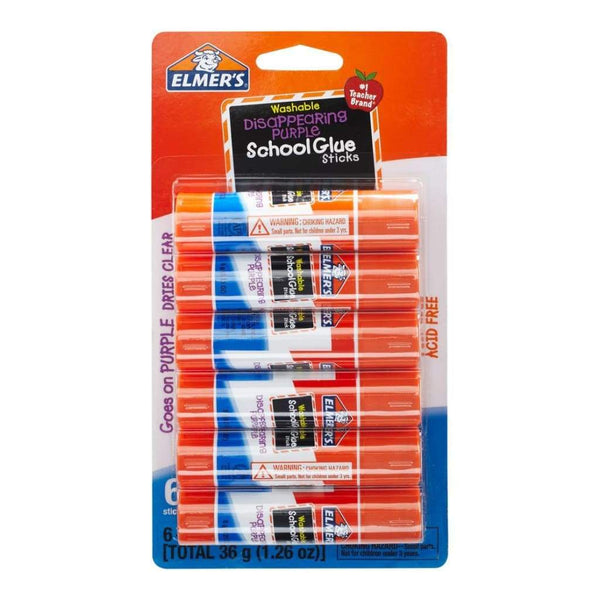 Elmers Washable School Glue Sticks - Purple 6 pack .21oz