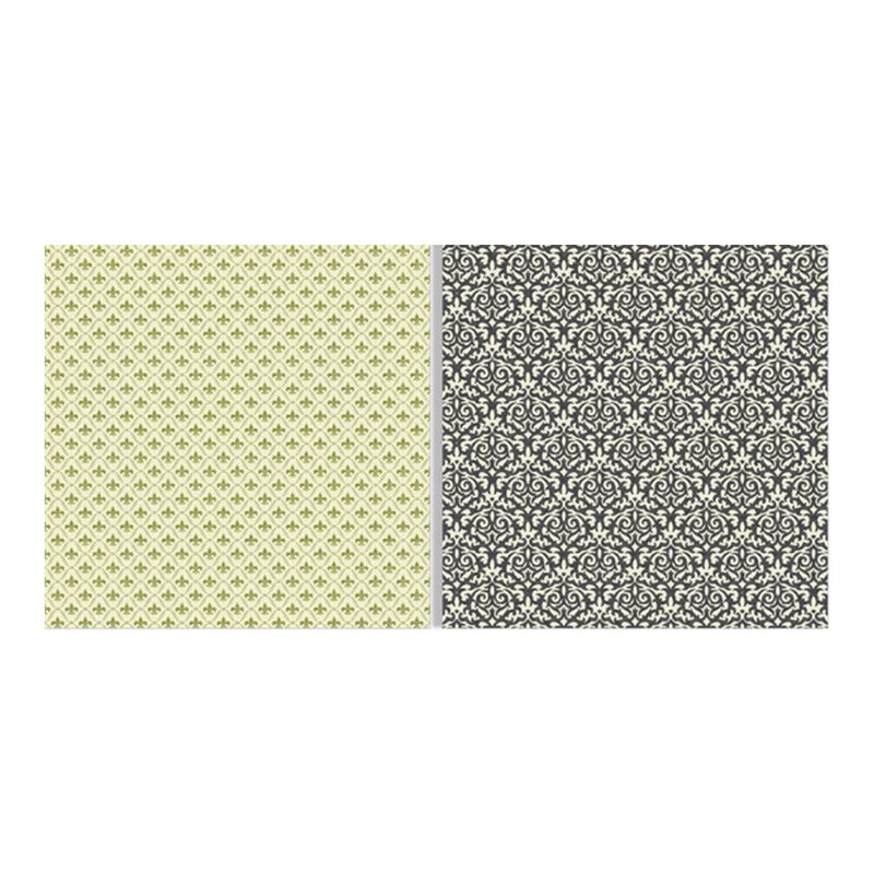 Teresa Collins - Fabrications Canvas Double-Sided Cardstock 12"X12" - Green Fleur De Lis