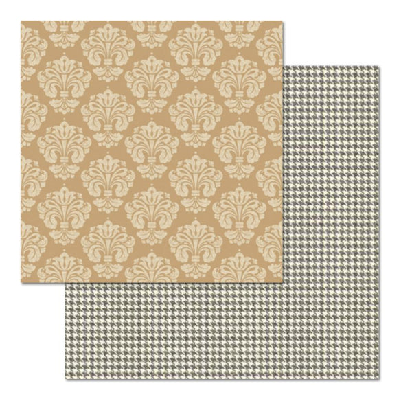 Teresa Collins - Fabrications Canvas Double-Sided Cardstock 12"X12" - Tan Damask