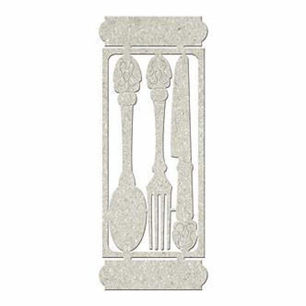Fabscraps - Die-Cut Gray Chipboard Embellishments Knife Fork & Spoon; 6Inch X2inch