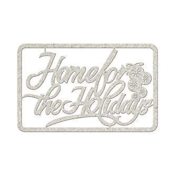 Fabscraps - Die-Cut Gray Chipboard Word Home For The Holidays 5.5X2.5In