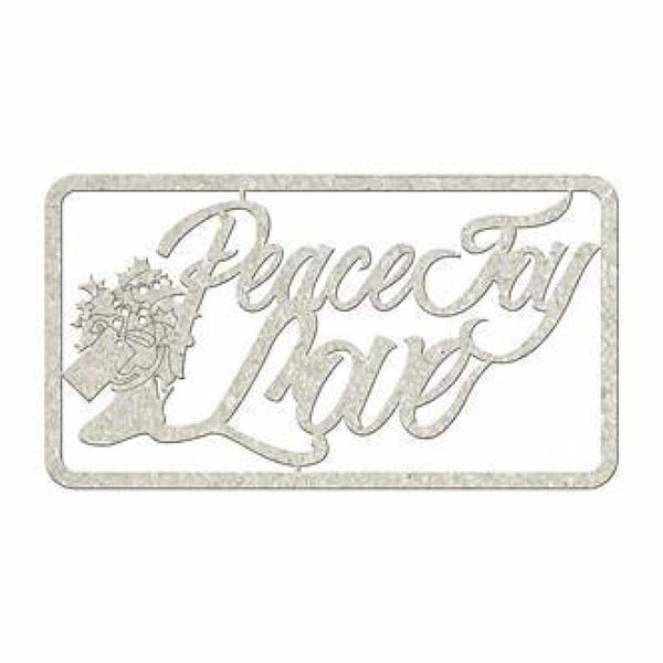 Fabscraps - Die-Cut Gray Chipboard Word Peace Joy Love; 5.5X2.5In