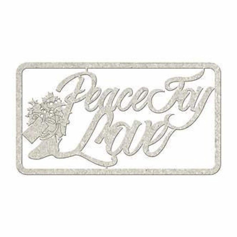 Fabscraps - Die-Cut Gray Chipboard Word Peace Joy Love; 5.5X2.5In