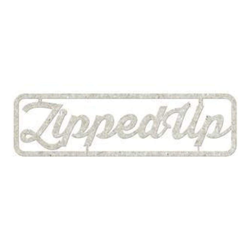 Fabscraps - Die-Cut Gray Chipboard Word - Zipper Up