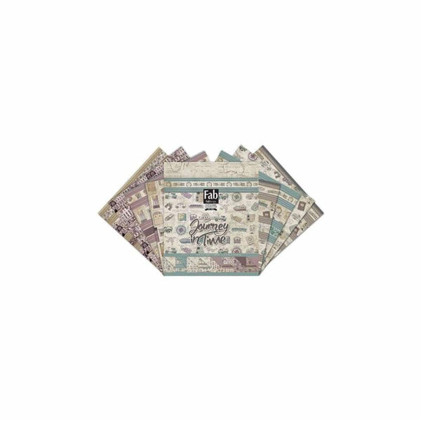 Fabscraps Double-Sided Cardstock Pad 12 Inch X12 Inch 24 Pack Journey In Time, 8 Designs/3 Each