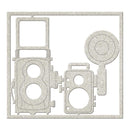 Fabscraps Journey In Time Die-Cut Gray Chipboard Word - Vintage Camera 4.3 Inch X3.9 Inch 2 Pack