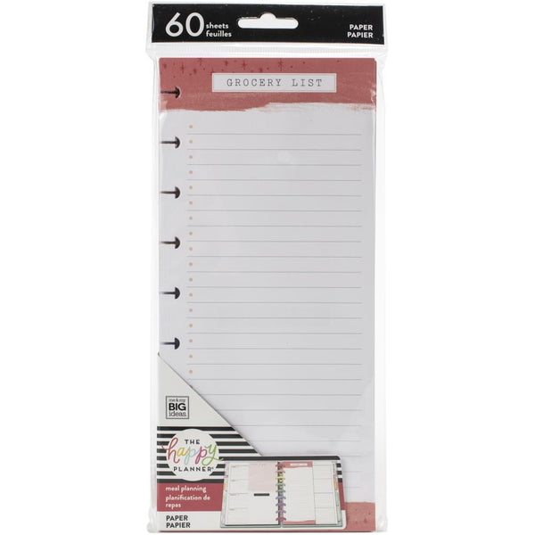 Happy Planner Medium Half Sheet Fill Paper 60 pack - Recipe Grocery List