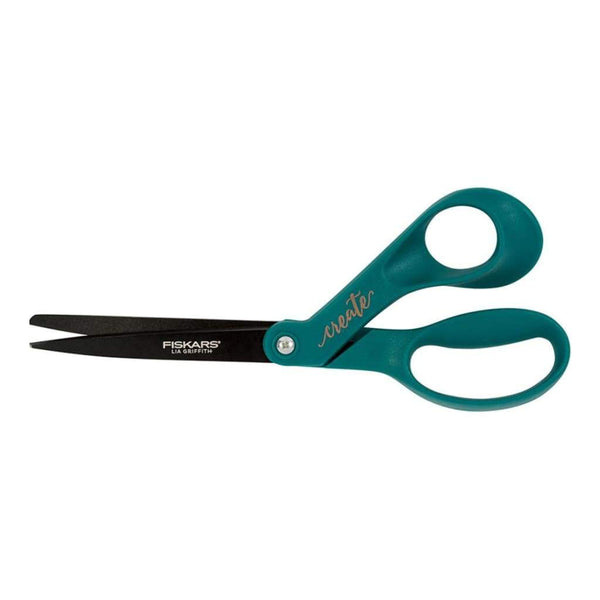 Fiskars Lia Griffith 8 inch Bent Non-Stick Create Scissors Teal