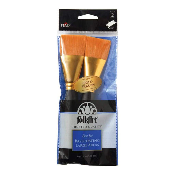 Folkart Golden Taklon Basecoating Brush Set 2 pack