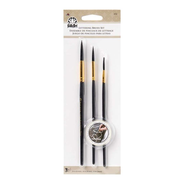 FolkArt Painting Tool Lettering Brush Set 3 pack 3mm, 4mm & 6mm