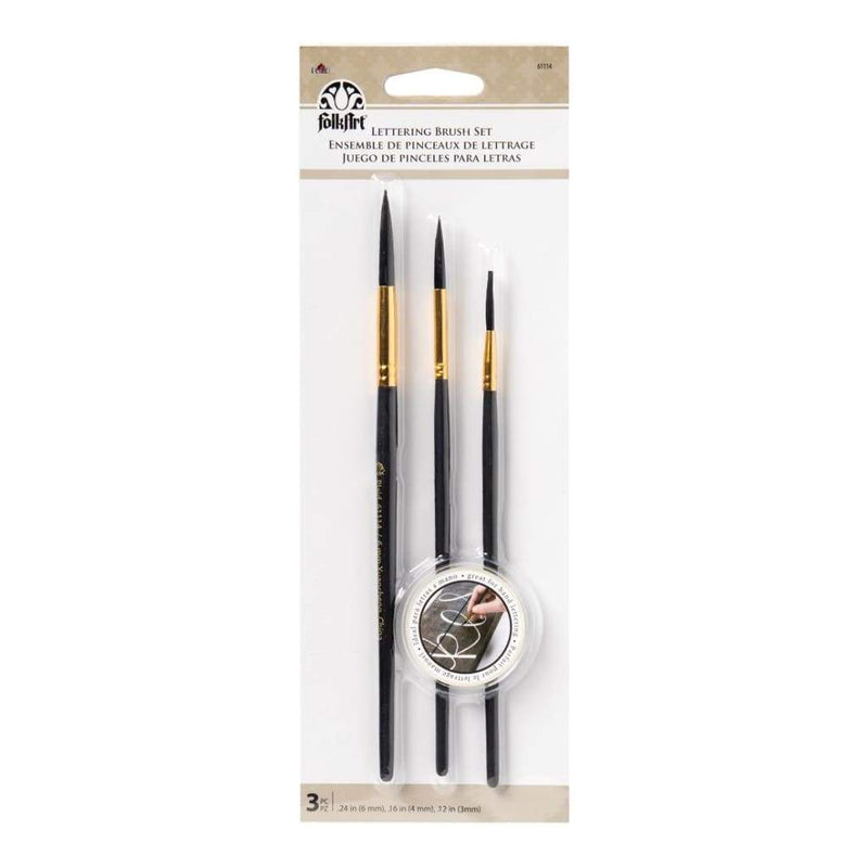 FolkArt Painting Tool Lettering Brush Set 3 pack 3mm, 4mm & 6mm