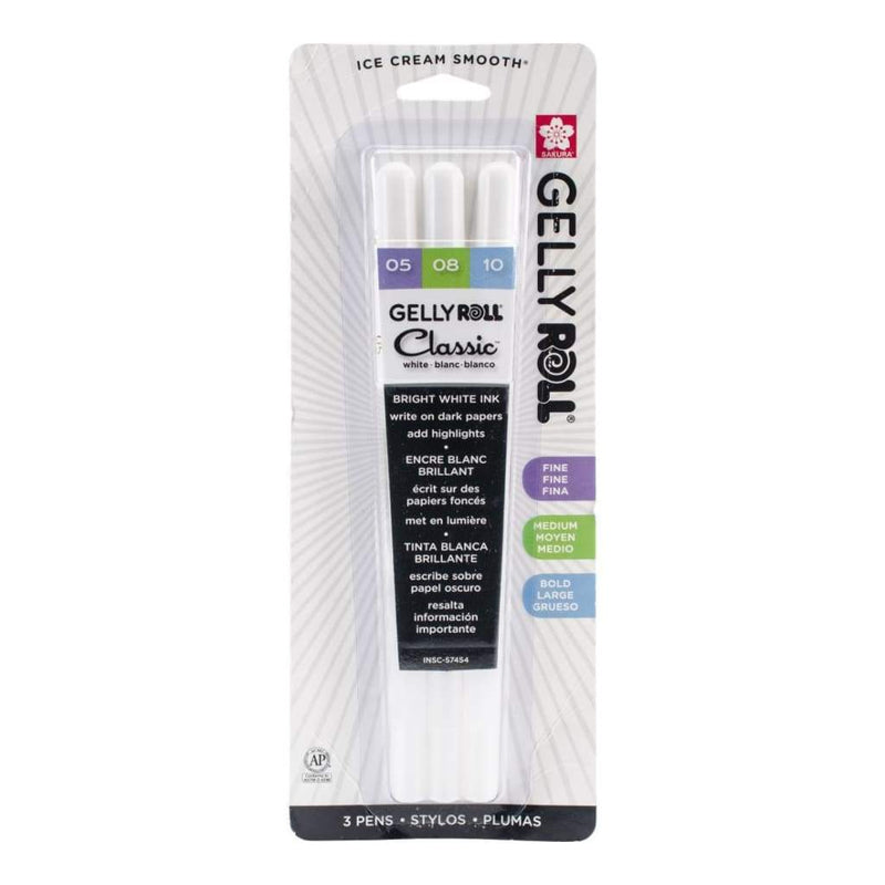 Gelly Roll Classic Assorted Point Pens 3 pack - White