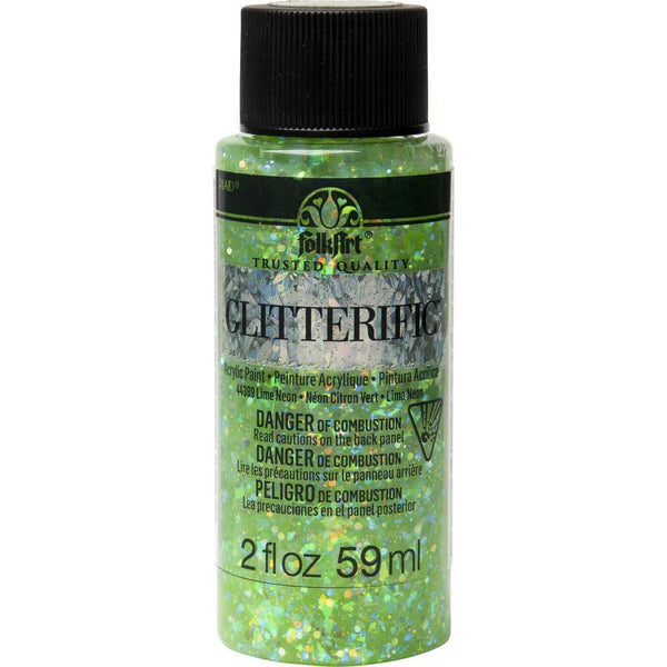 FolkArt - Glitterific Glitter Paint 2oz - Neon Lime