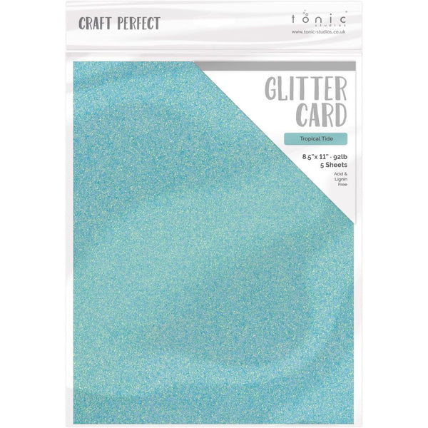 Craft Perfect Glitter Cardstock 8.5inch X11inch 5 pack - Tropical Tide