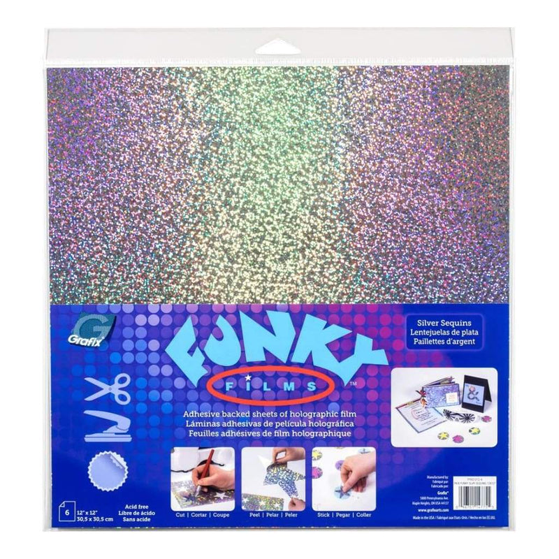 Grafix Funky Film 12X12 6 pack Silver Sequins