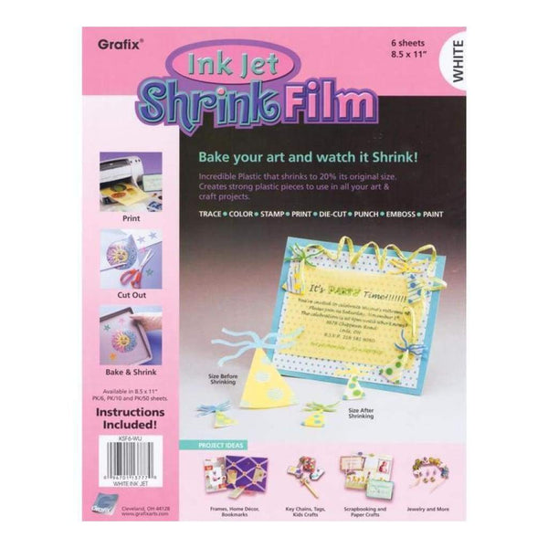 Grafix - Ink Jet Shrink Film - White 8.5X11 Inch (6 Pack )