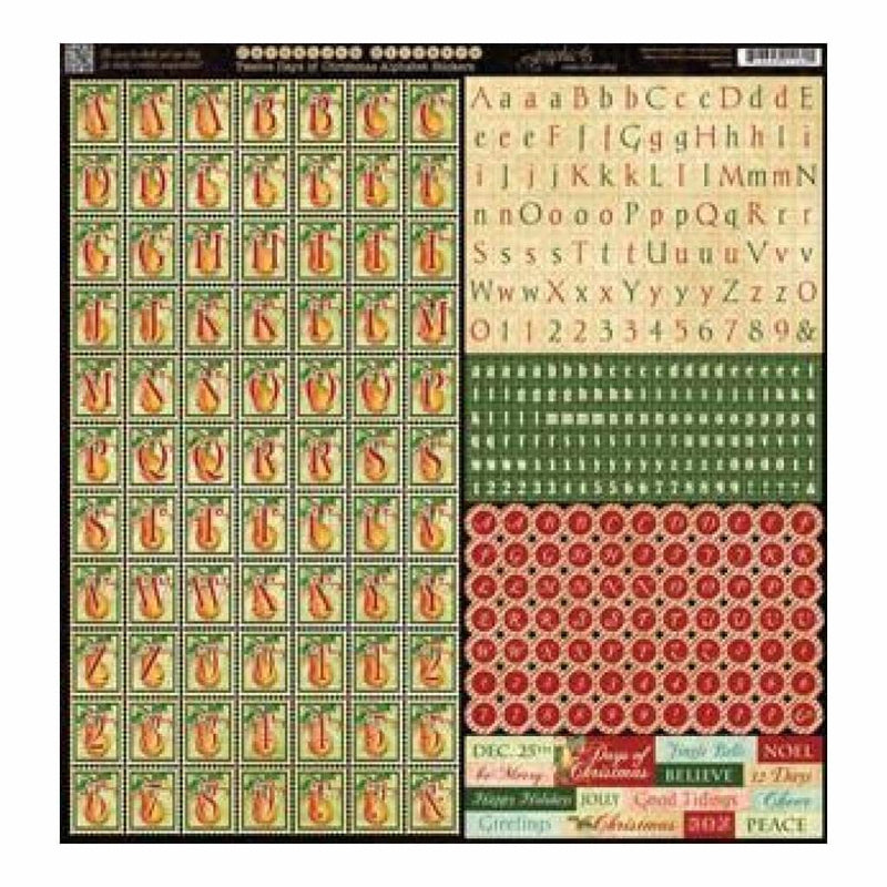 Graphic 45 - 12 Days Of Christmas - Alphabet 12X12 Cardstock Stickers