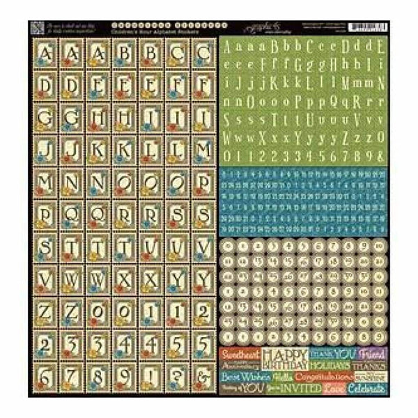 Graphic 45 Children's Hour Cardstock Stickers 12 Inch X12 Inch  Alphabet
