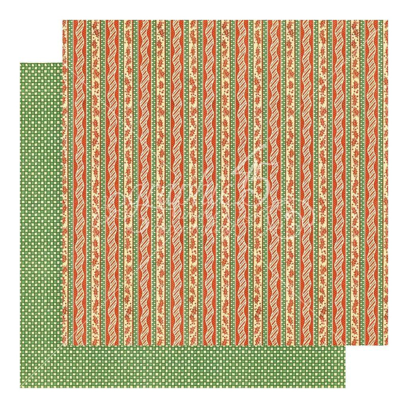Graphic 45 - Happy Holly Days 12x12 Paper - Candy Cane Ribbons