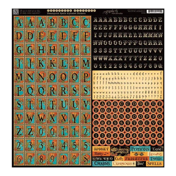 Graphic 45 Steampunk Spells Collection 12X12 Alphabet Stickers