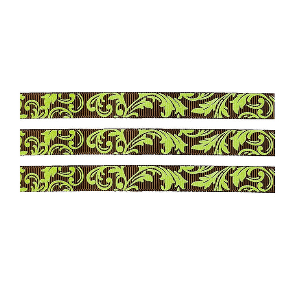 Carolee's Creations - Adorn It Ribbon Spool - Floral Green/Brown 25 Yards