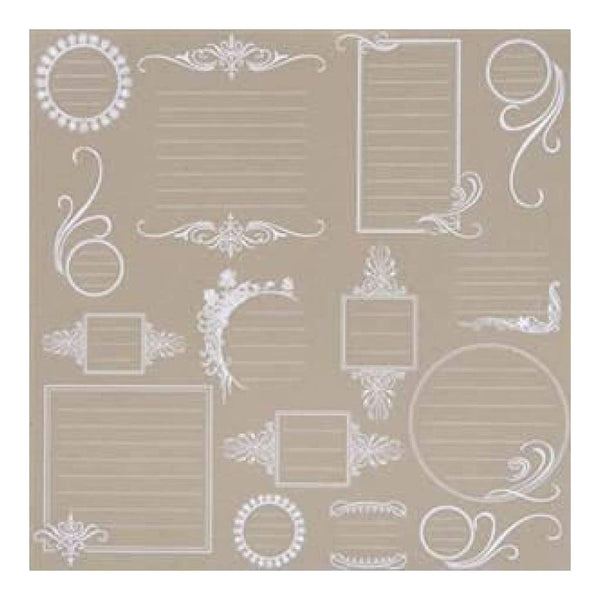 Hambly Screen Prints - 12X12 Screen Printed Paper - Journaling Bits - White On Kraft (Pack Of 5)