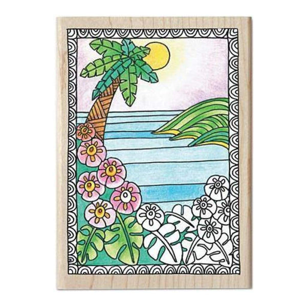 Hampton Art - Color Me Mounted Rubber Stamp 3.5Inch X5inch  Paradise