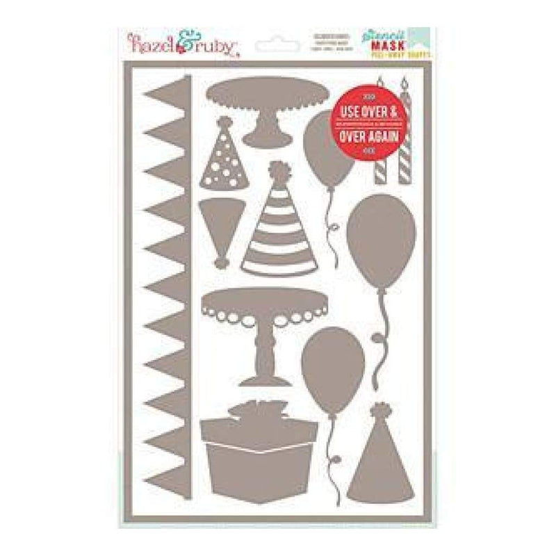 Hazel & Ruby Stencil Mask Peel Away Shapes 12Inch X8inch  Sheet Celebrate