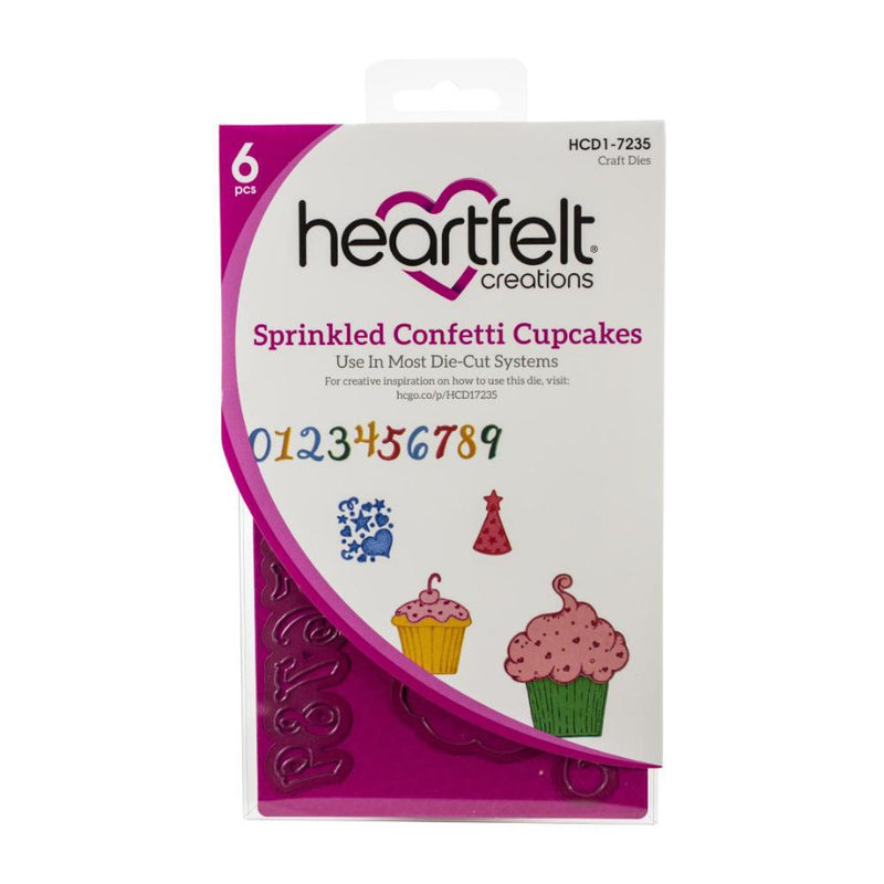 Heartfelt Creations - Cut & Emboss Dies - Sprinkled Confetti Cupcakes .75 To 5.5in