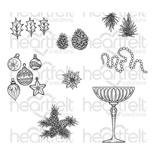 Heartfelt Creations Cling Rubber Stamp Set 5inch X6.5inch Merry And Bright Accents