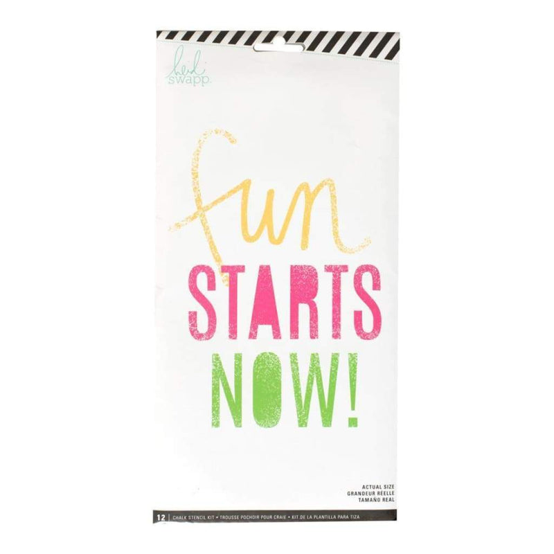 Heidi Swapp Chalk Art Stencils 10.5X5.5 inch 12 Pack - Fun Starts Now