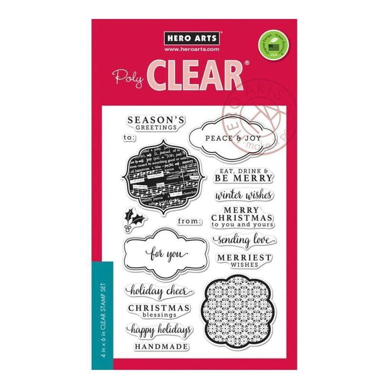 Hero Arts Clear Stamps 4 inch X6 inch Holiday Messages & Tags
